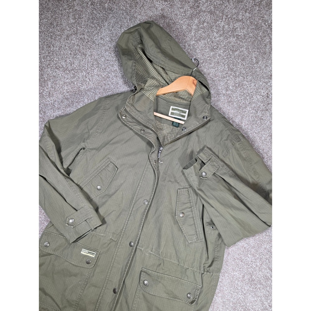 Lauren Ralph Lauren Vintage Olive Green Ripstop Field Jacket Hooded Utility L